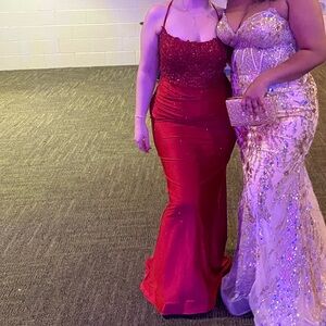 Mermaid halter Zapaka red dress size 12, very stretchy and hugs curves!